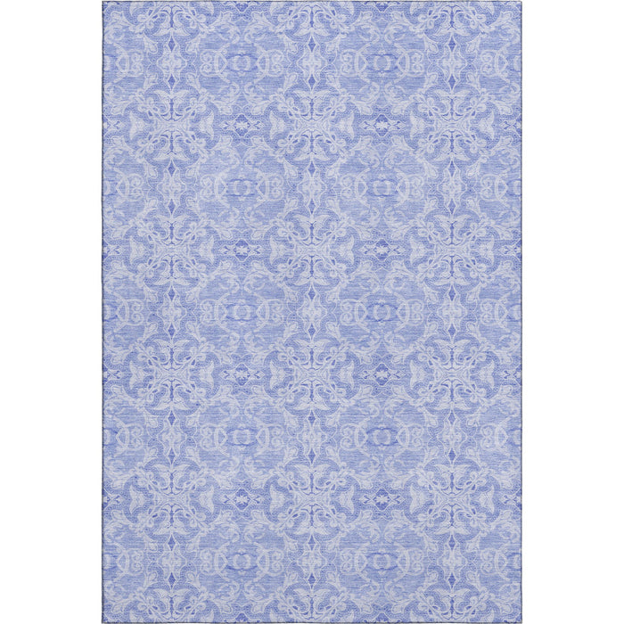 10' X 14' Medallion Washable Area Rug Polyester With UV Protection - Sky Blue And Ivory