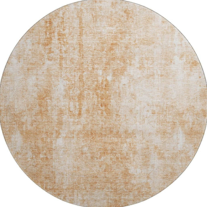 8' Abstract Washable Round Rug With UV Protection (654817) - Terra Cotta / Ivory