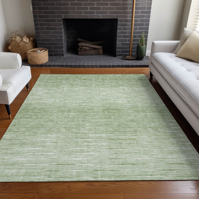 10' X 14' Abstract Washable Area Rug With UV Protection - Artichoke Green And Gray