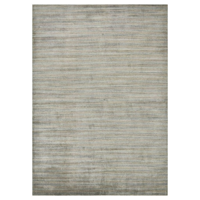 9' X 12' Wool Striped Hand Woven Area Rug - Silver And Gray