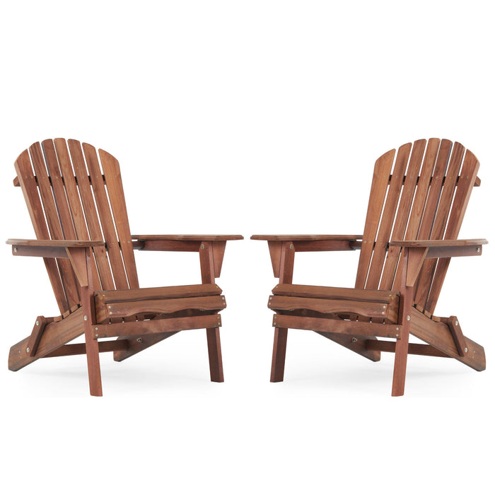 Set of two Giga wooden Adirondack lounge chairs in solid cedar, ideal for garden outdoor patio relaxation.