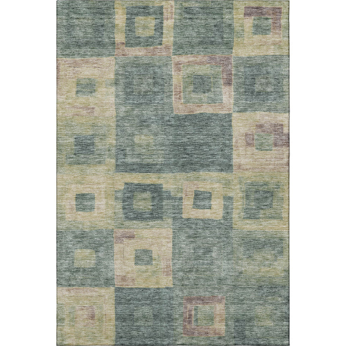 10' X 14' Geometric Washable Area Rug With UV Protection (686705) - Sage / Beige / Taupe