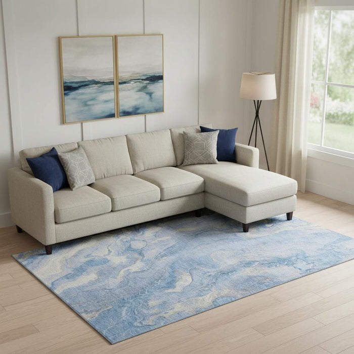 10' X 14' Abstract Washable Area Rug With UV Protection (697794) - Blue / Gray / Silver