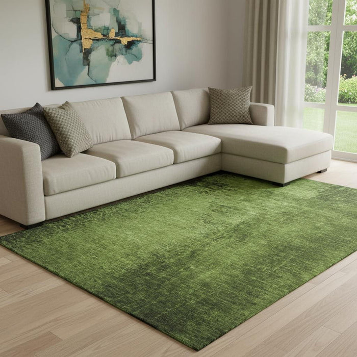 9' X 12' Abstract Washable Area Rug With UV Protection (648813) - Green / Gray