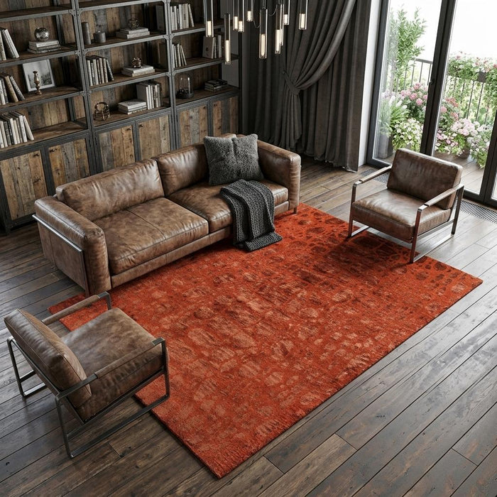 8' X 10' Animal Print Hand Knotted Area Rug (744247) - Red / Orange