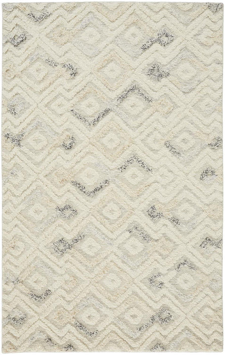8' x 10' Wool Geometric Tufted Handmade Area Rug - Gray And Ivory