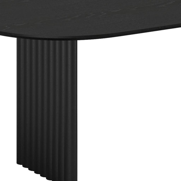 Solid Wood Mirrored Double Pedestal Base Dining Table - Black