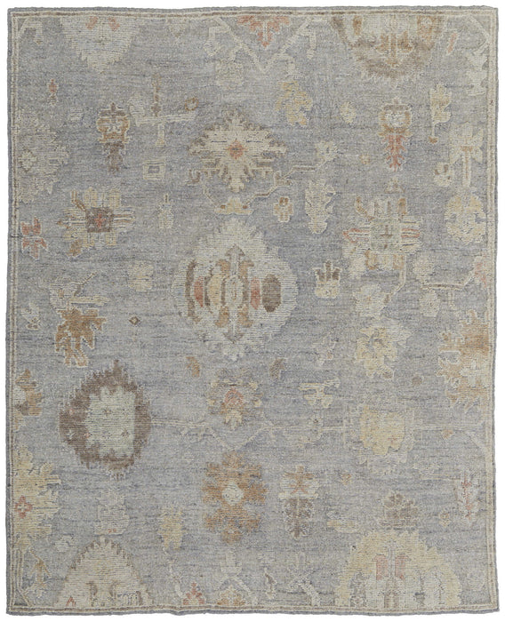 6' x 9' Wool Floral Hand Knotted Area Rug - Gray And Blue