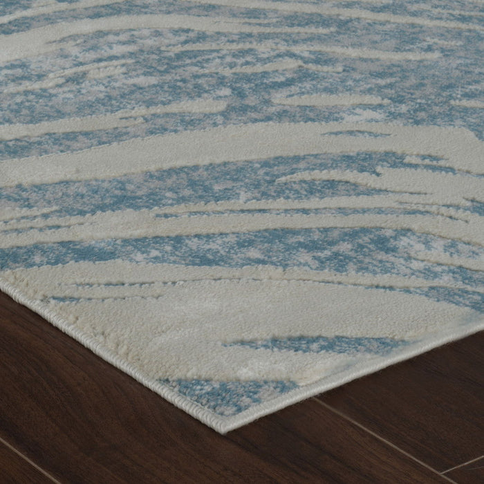 7.9' x 7.9' Abstract Distressed Area Rug - Blue And Beige