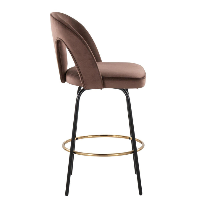 Ava - Upholstered Fixed-Height Barstool (Set of 2) - Black Base