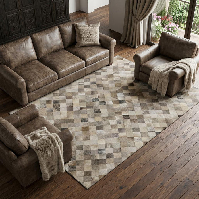 8' X 10' Patchwork Washable Area Rug With UV Protection (644650) - Gray / Ivory / Beige
