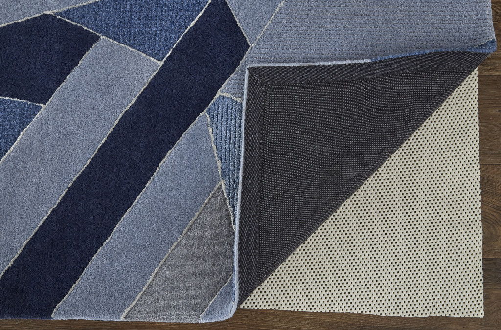 9' x 12' Wool Geometric Tufted Handmade Area Rug - Silver And Blue