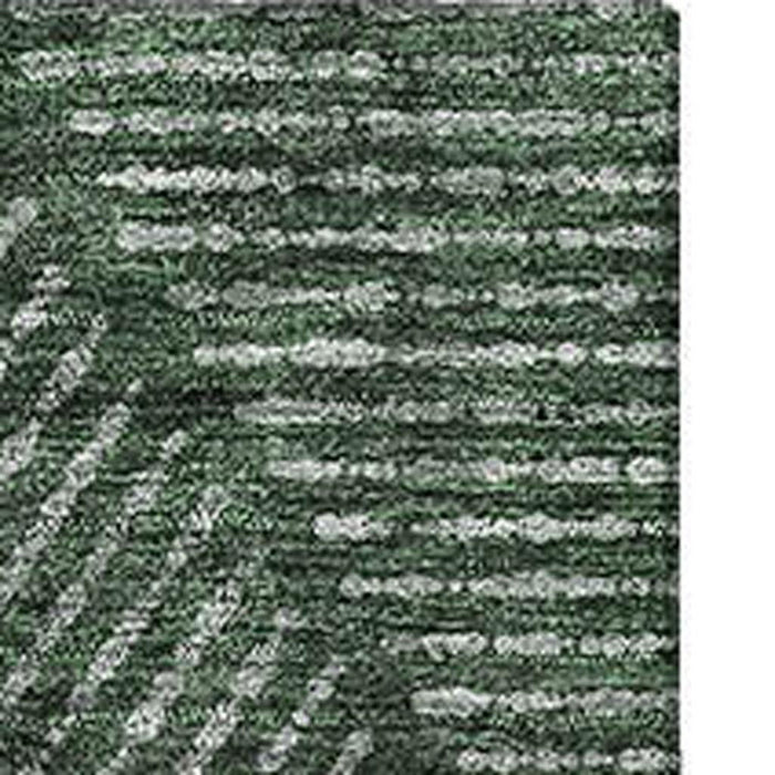 10' X 14' Geometric Washable Area Rug With UV Protection - Fern Green And Emerald