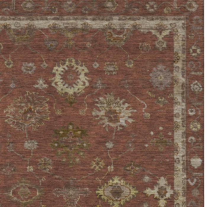 10' X 14' Oriental Washable Area Rug With UV Protection (716419) - Rust / Beige