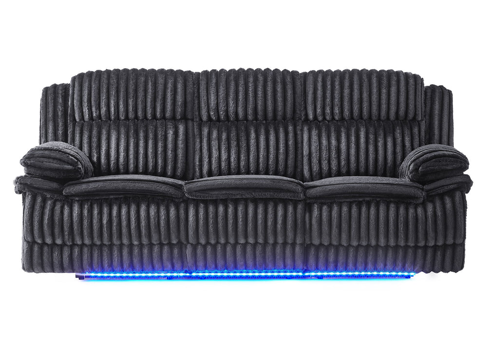 U8686 - Power Reclining Sofa With LED / Hidden Drawer And Drop Down Table - Black