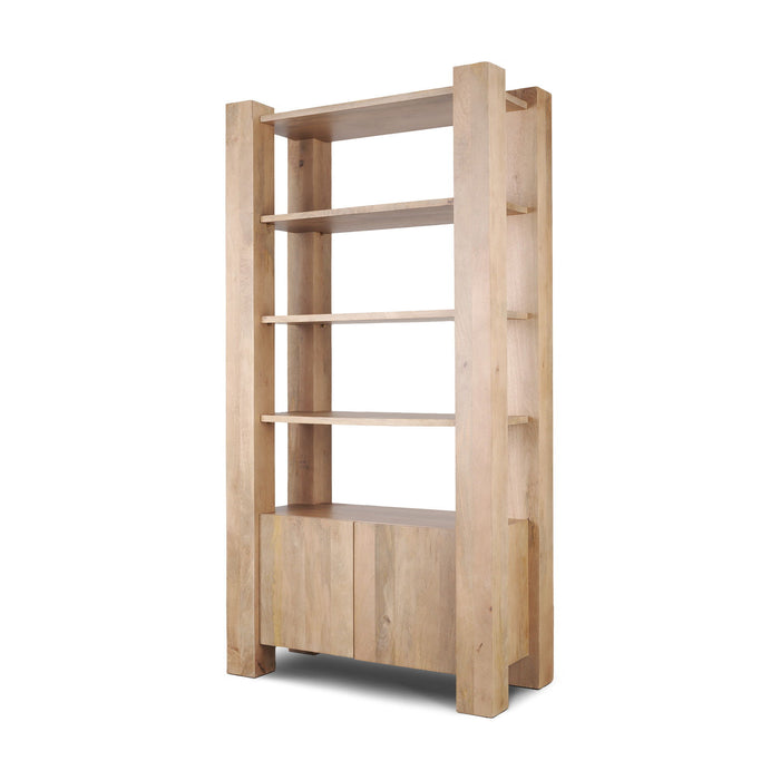 Four Tier Bookcase With Two Doors - Natural