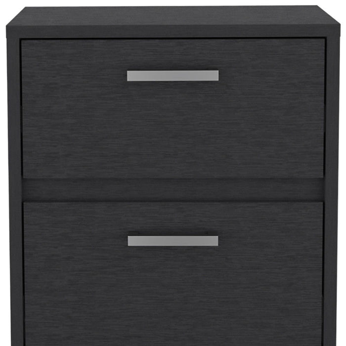 19" Two Drawer Faux Wood Nightstand - Black