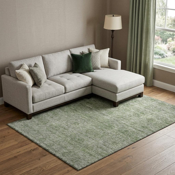 10' X 14' Abstract Washable Area Rug With UV Protection (688111) - Olive Green / Silver