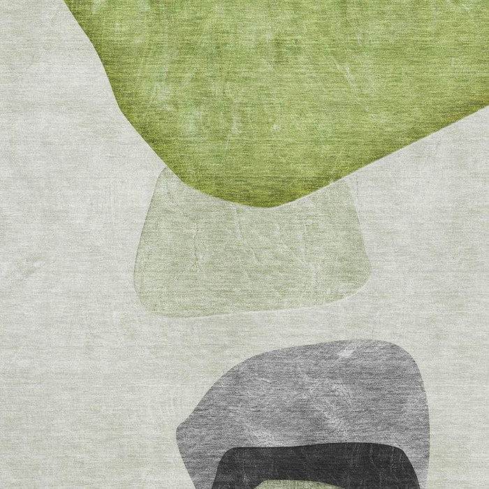 9' X 12' Abstract Washable Area Rug With UV Protection (648483) - Green / Gray