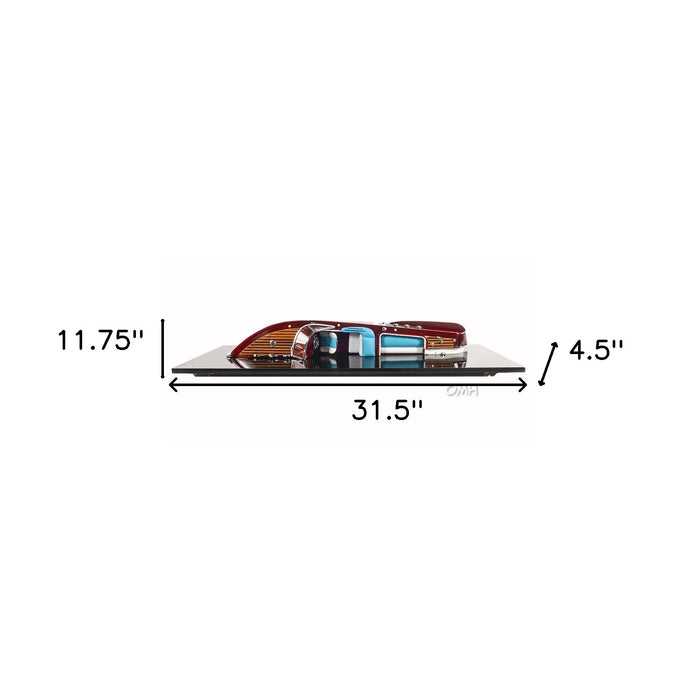 Riva Aquarama Half Hull Hand Painted Decorative Boat - Brown / Aqua
