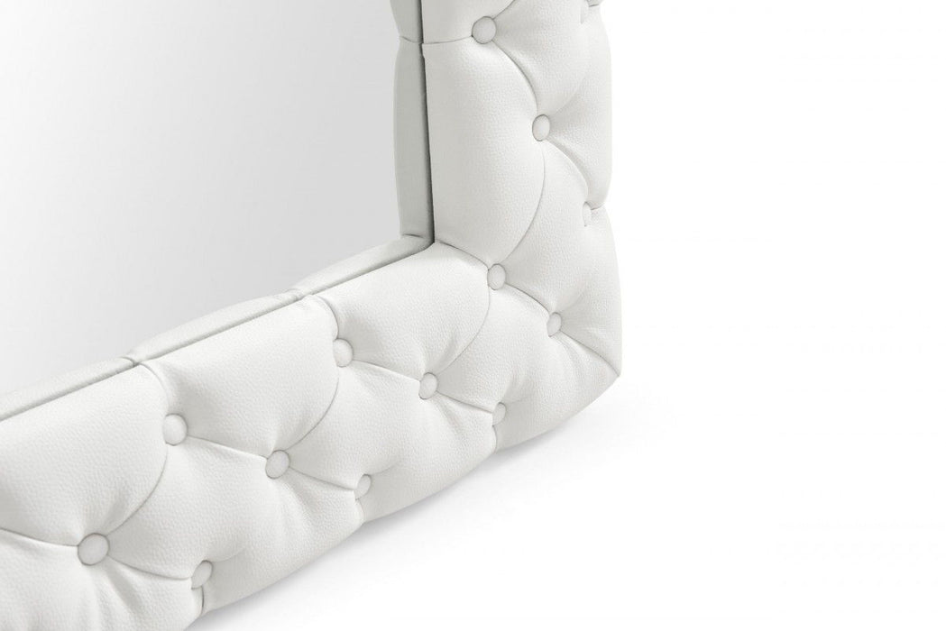 80" Faux Leather Framed Leaning Accent Mirror - White