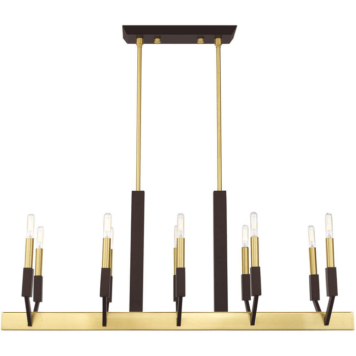 25" Ten Light Dimmable Chandelier With Shades - Bronze