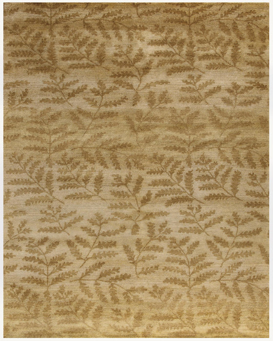 9' X 13' Wool Floral Hand Knotted Area Rug (744385) - Tan / Yellow / Orange
