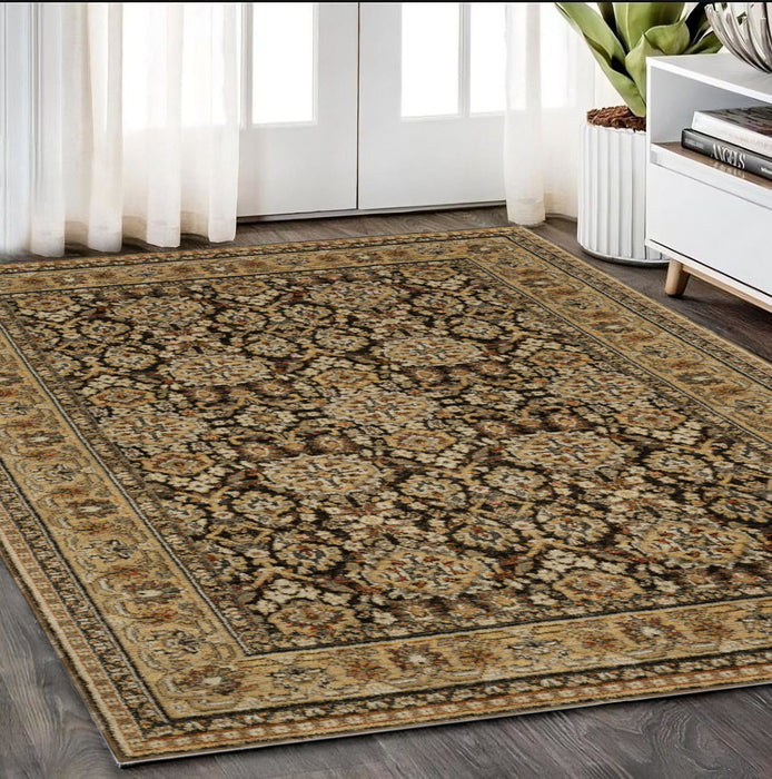 5' X 7' Oriental Area Rug - Brown And Gold