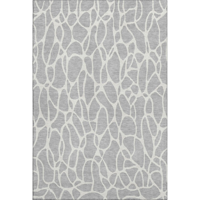 10' X 14' Geometric Washable Area Rug With UV Protection (680439) - Silver / Ivory