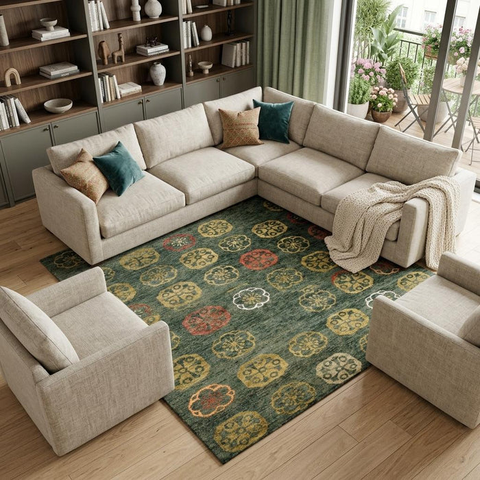8' X 10' Floral Hand Knotted Area Rug (744286) - Yellow / Green / Orange
