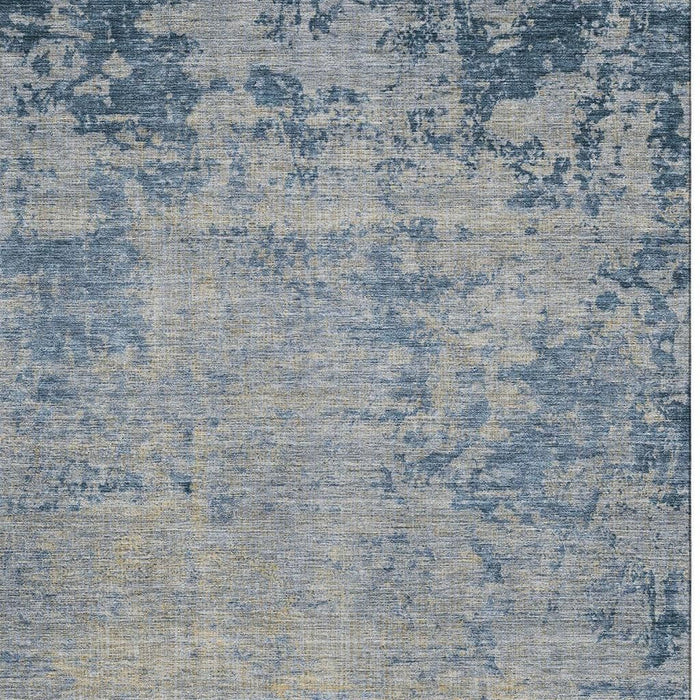 10' X 14' Abstract Washable Area Rug With UV Protection (707539) - Navy Blue / Beige