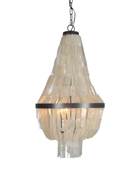 Unique Statement Three Light Metal Chandelier With Shades - Bronze