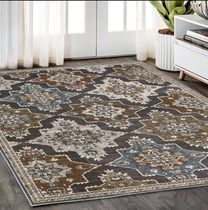 5' X 8' Medallion Area Rug - Gray And Blue