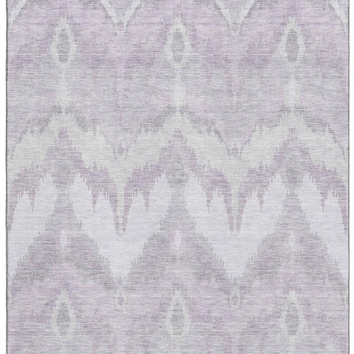 10' X 14' Ikat Washable Area Rug With UV Protection - Lavender And Silver