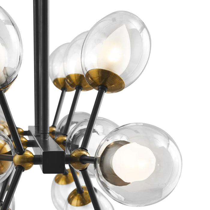 Sputnik Multi Light Transparent Metal Edison Bulb Dimmable Smart Enabled Chandelier With Shades - Black / Clear / Gold