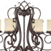 27-inch bronze metal chandelier with six cream shades, dimmable lighting and elegant design by HomeRoots.