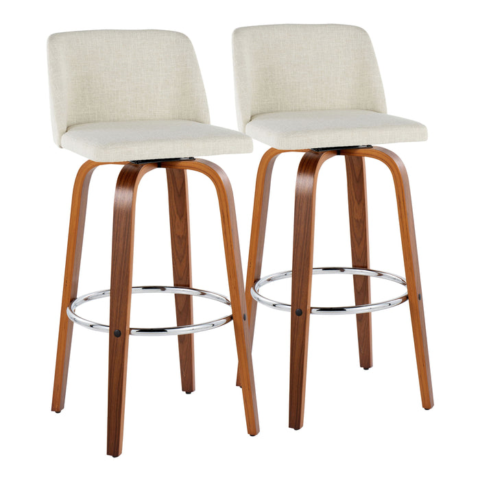 Toriano - 30" Fixed-height Barstool (Set of 2) - Beige And Dark Brown