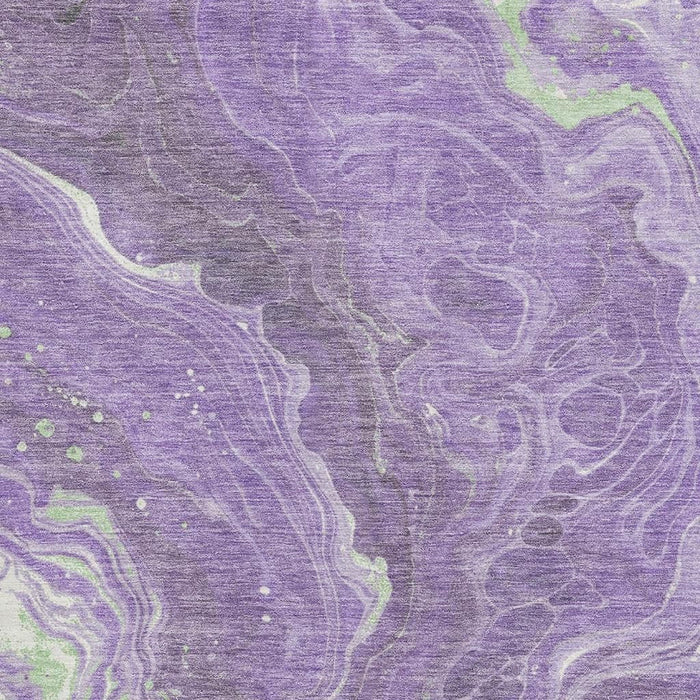 10' X 14' Abstract Washable Area Rug With UV Protection (697638) - Purple / Mint Green / Ivory