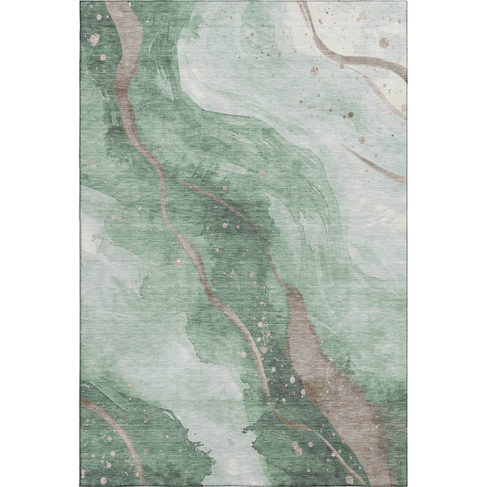 10' X 14' Abstract Washable Area Rug With UV Protection (694242) - Green / Taupe / Ivory