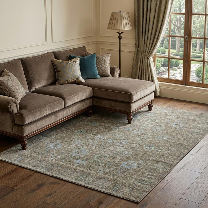 10' X 14' Oriental Washable Area Rug With UV Protection (684436) - Brown / Blue