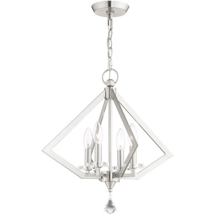 19" 4 Light Dimmable Chandelier With Shades - Nickel