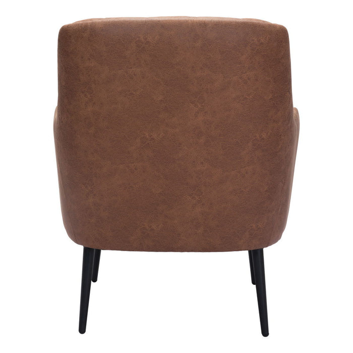 Faux Leather Tufted Arm Chair - Brown And Black