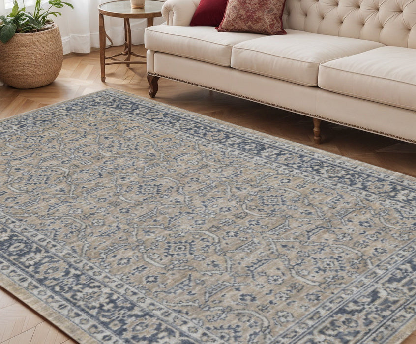 5' X 8' Wool Medallion Hand Woven Area Rug - Gold