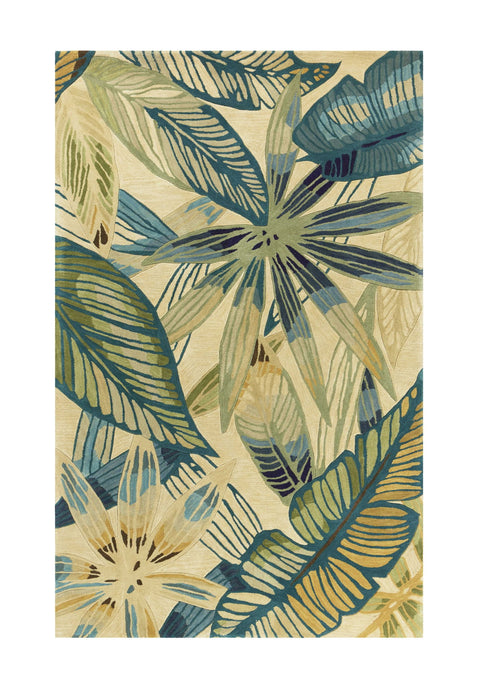 5' x 8' Wool Area Rug - Ivory Or Teal