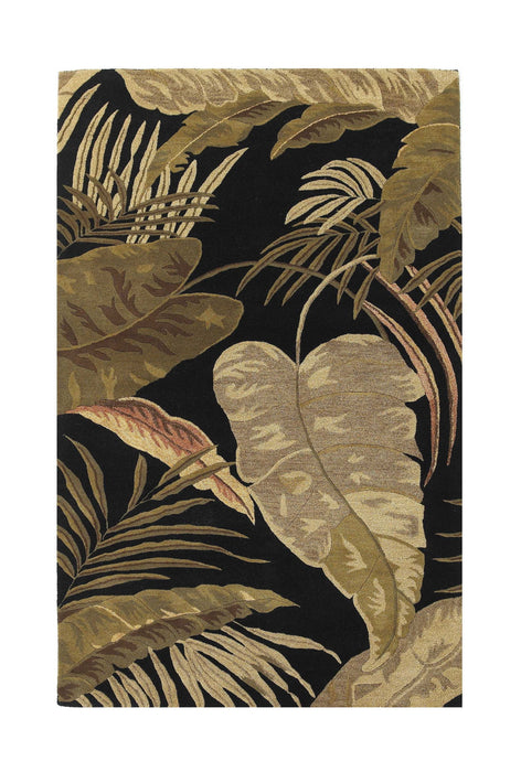 8' x 11' Hand Tufted Tropical Leaves Indoor Area Rug - Midnight Black