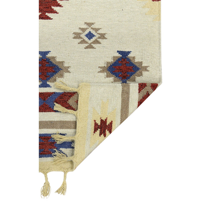 9' X 12' Wool Tribal Flatweave Handmade Area Rug With Fringe - Red