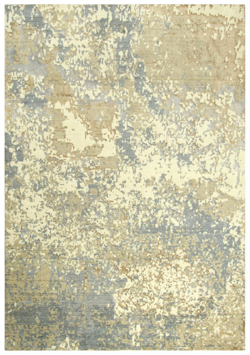 8' X 10' New Zealand Lambs Wool Abstract Hand Carved Handmade Area Rug (747563) - Beige / Gray / Ivory