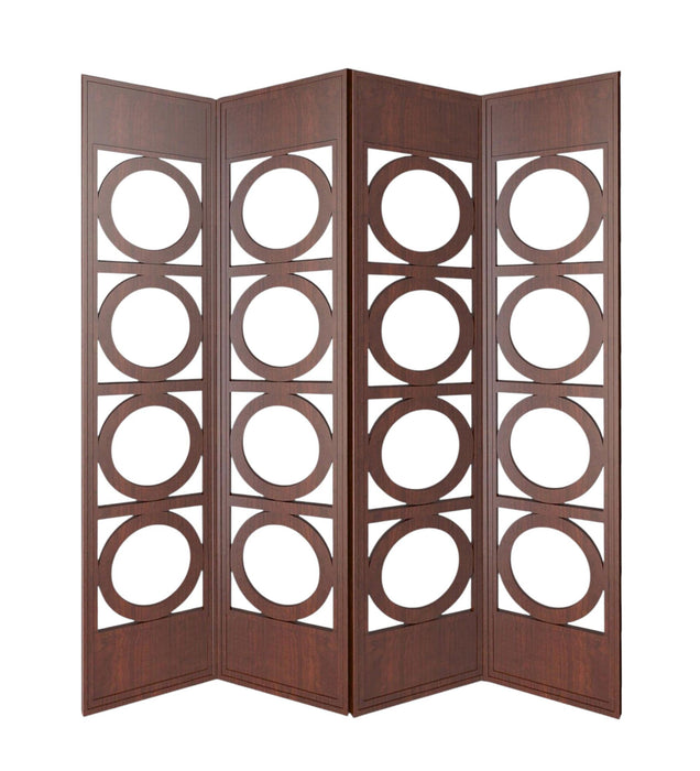 84" Solid Wood Folding Four Panel Screen Room Divider - Dark Brown