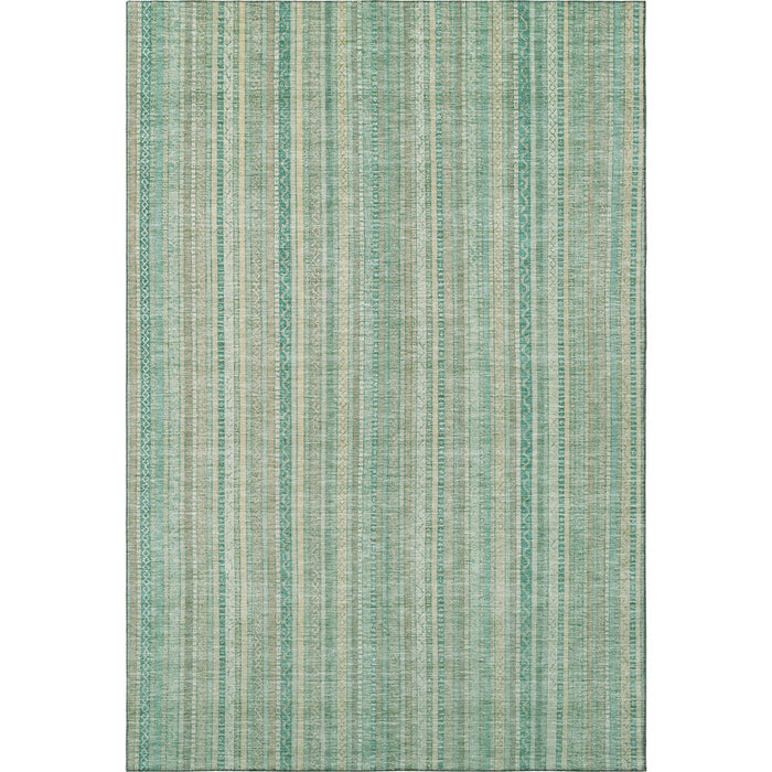 10' X 14' Striped Washable Area Rug With UV Protection (696242) - Aqua / Beige / Teal