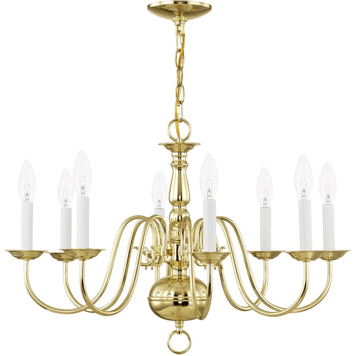 18'' Eight Light Dimmable Chandelier With Shades - Brass